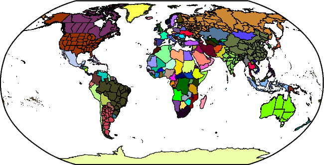 Global map of the DCW-GMT polygons